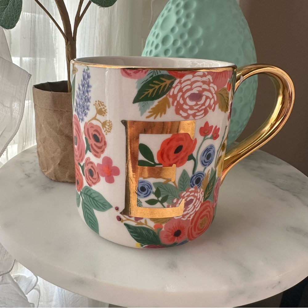 💐 Rifle Paper Co. x Anthro Garden Party Monogram Mug - Letter E